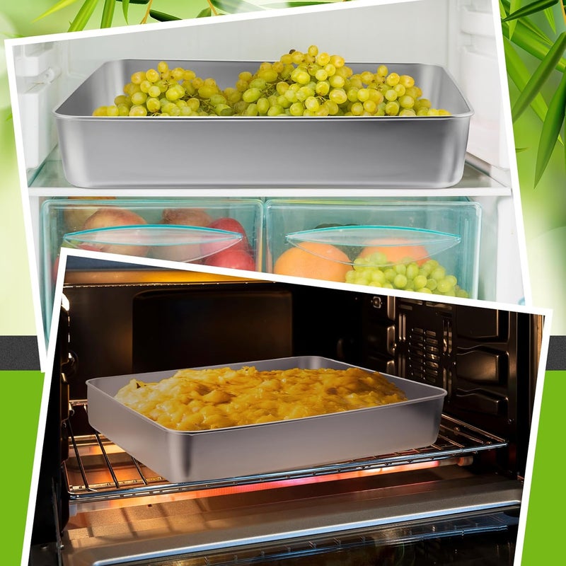 Funnymoom 2 Sets Stainless Steel Cake Pan with Lid 9 x 11 Inch Rectangle Bread Loaf Pans with Cover Rectangle Baking Bakeware for Bread Cake Brownies, Dishwasher Safe (Classic Style) - Image 4